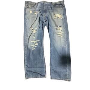 Levi’s 569 Loose Straight Jeans Men’s 42W 32L — Distressed, Casual, 100% Cotton